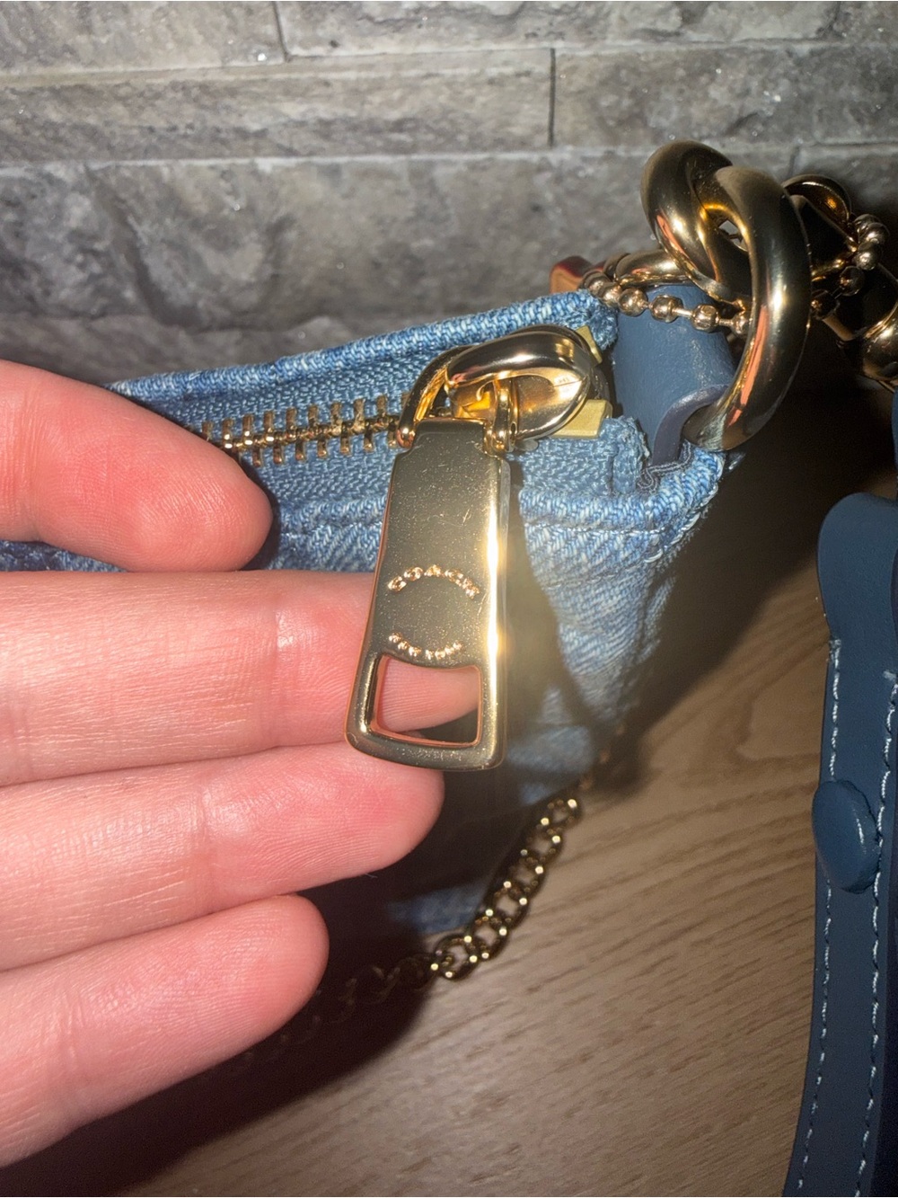 Coach Denim Caitlin Quilted Shoulder Bag - Picture 6 of 11